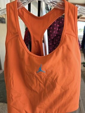 Jordan Orange Racerback Sports Crop Top with Blue Jumpman